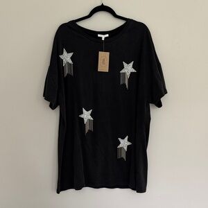 Black Star Embellished Women's Top